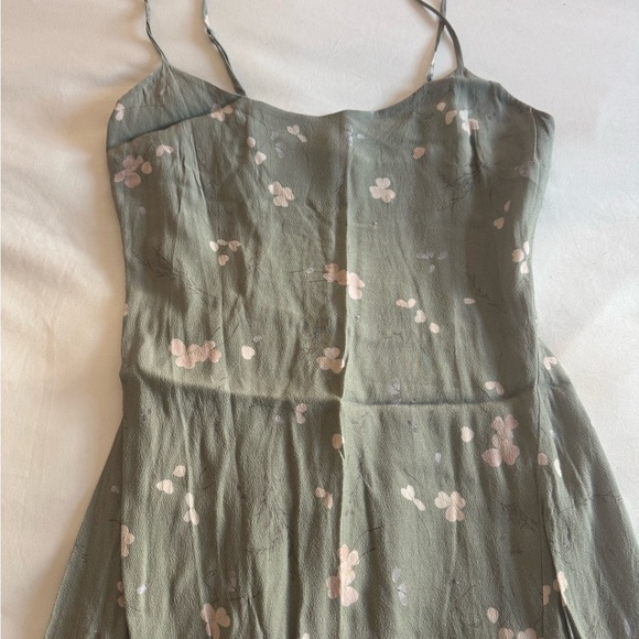 Wilfred Aritzia Sage Green & White Floral Spaghetti Strap Dress - Picture 4 of 7